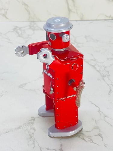 Schylling ATOMIC ROBOT MAN Red Tin Wind Up Collector Toy w Key 1997 - Picture 5 of 5