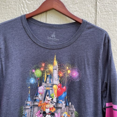 Walt Disney World Shirts Womens Plus size 2X Gray Pink Stripes On 3/4 Sleeves - Picture 2 of 10