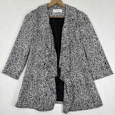 Calvin Klein Chevron Ruffle Front Jacket Womens 6P Chic Office Blazer