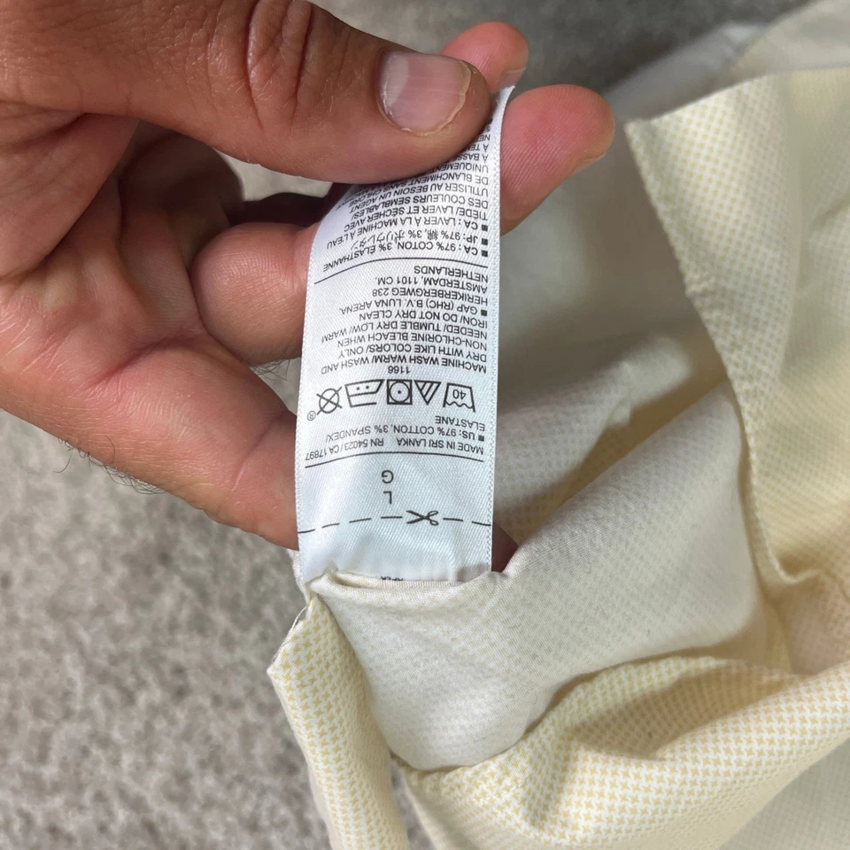 Camisa Banana Republic Hombres Grande Amarilla Patrón Geométrico Calce Ajustado Manga Larga Foto 4 de 4