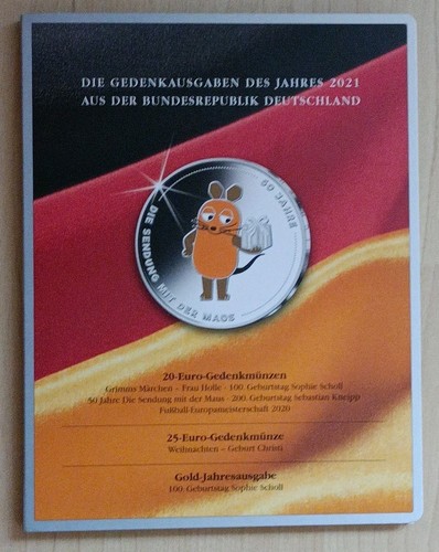 Münzfolder 2021 für 5 x 20 Euro + 25 € - Gedenkmünzen Set MDM BRD Münzset