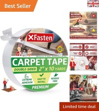 Heavy-Duty Double-Sided Carpet Tape, Residue-Free & Hardwood Safe, 2” x 10 Yards
