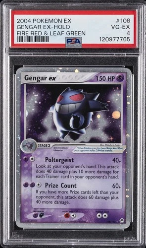 2004 POKEMON EX FIRE RED & LEAF GREEN #108 GENGAR EX-HOLO PSA 4
