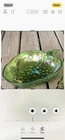 Vintage Indiana Carnival Glass Iridescent Green Grape Serving Salad Fruit Bowl
