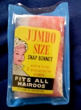 Vintage Snap Bonnet Jumbo Size Extra Long Plastic Rain Hat Red Floral Hong Kong