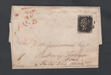 QV GB SG1/3 1d Penny Black Cover AK Plate 6 to Mile End Road Maltese Cross MX