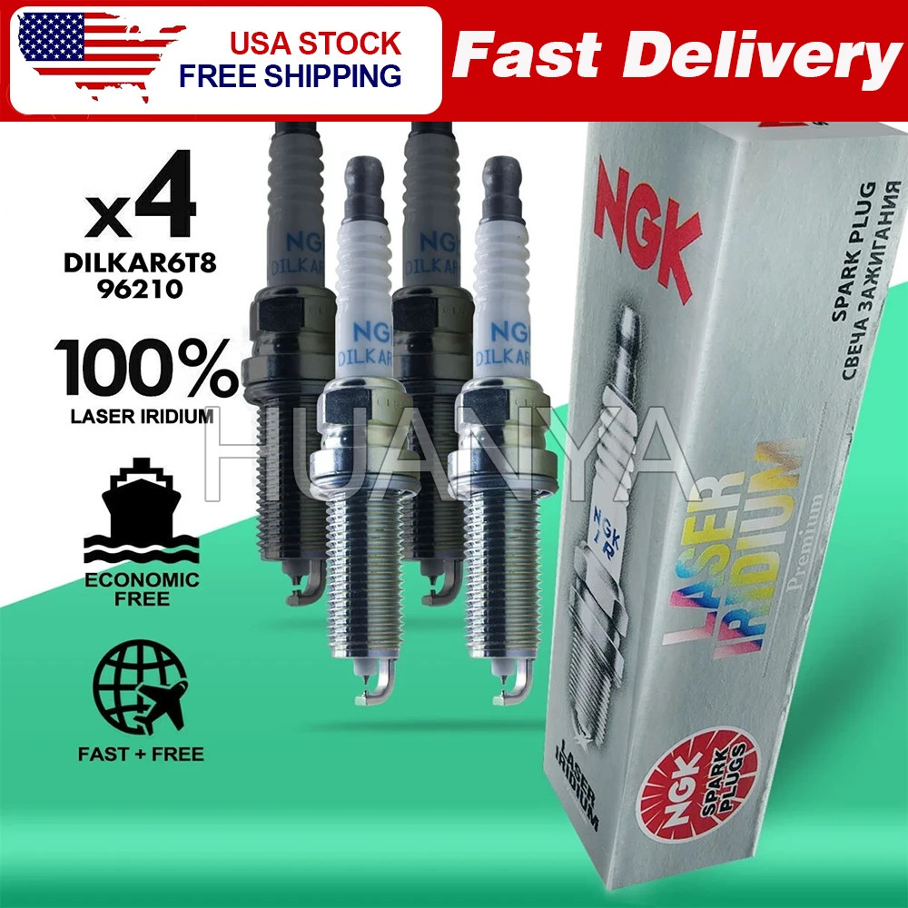 4PC Genuine DILKAR6T8 NGK Laser Iridium 96210 Spark Plug For 18-24 Lexus Toyota