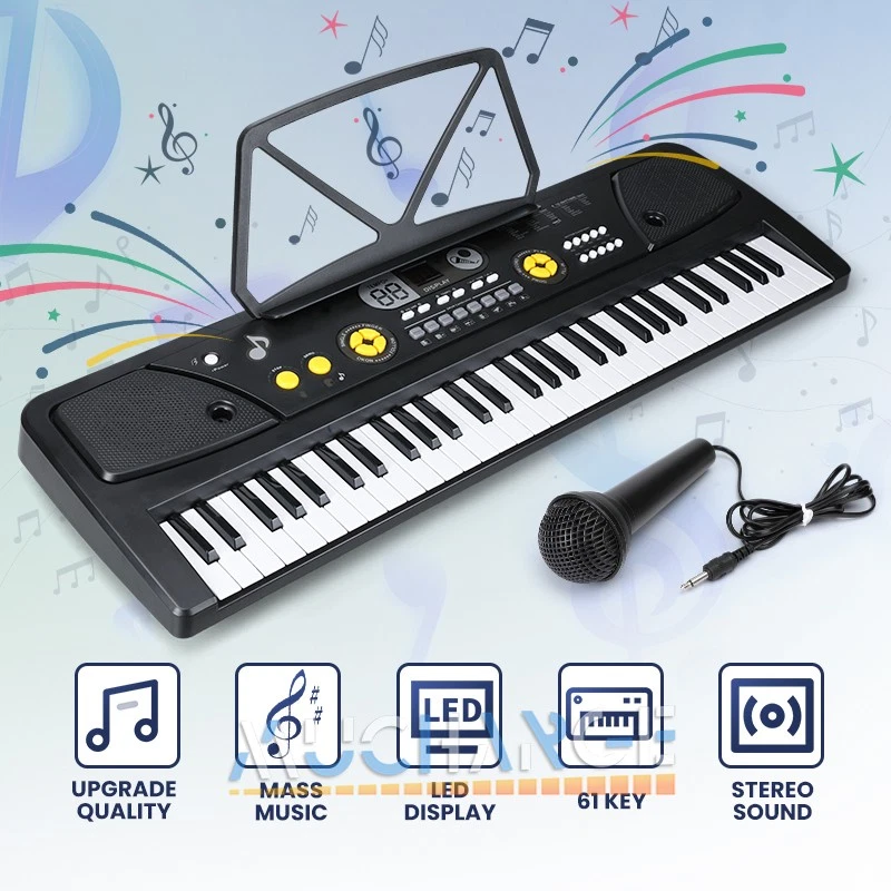 Bakaji Tastiera Musicale Pianola Elettronica 61 Tasti Pianoforte Multifunzione con 255 Ritmi 24 Brani Preimpostati e Microfono (Ricondizionato