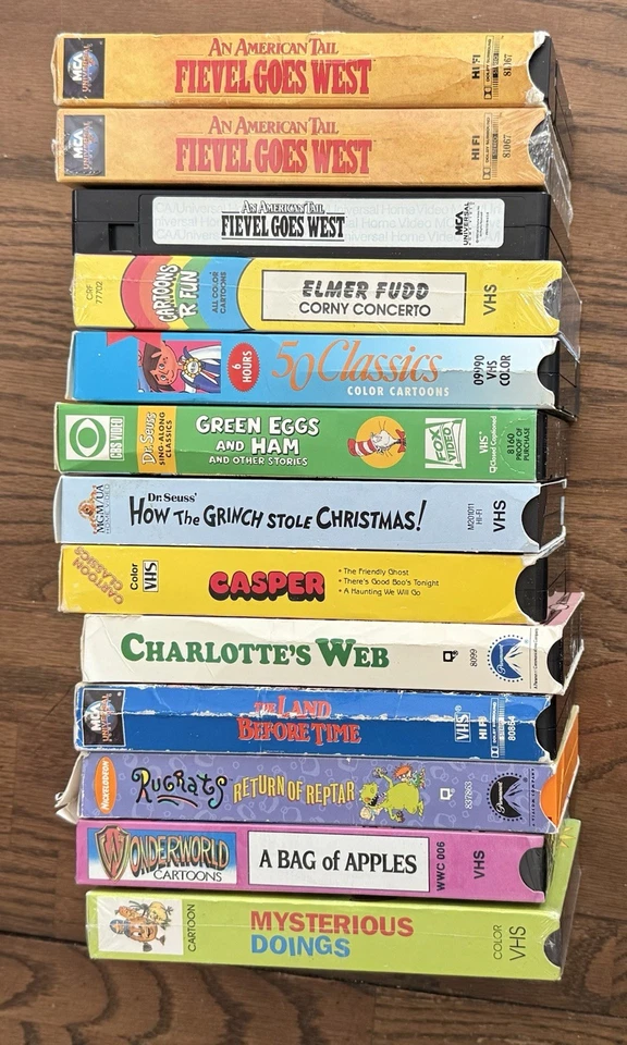 Vintage Kids VHS Lot 13  – Casper, Fievel, Rugrats, Dr Seuss, Charlottes Web Foto 2 de 3