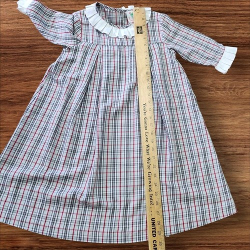 Shrimp and Grits Kids Gray Red Plaid Dress with Ruffle Collar. Sz. 8 - Picture 10 of 11