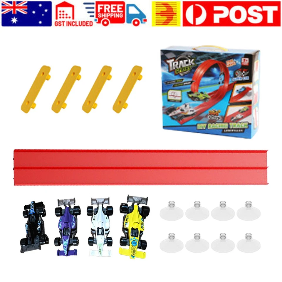 Flexible Race Track for Kids Roll Up Car Track Include 4 Alloy
