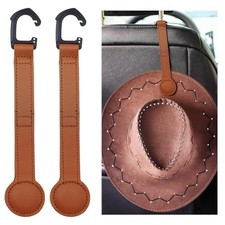 Cowboy Hat Holder for Truck, Magnetic leather hat clip, Car hat storage Brown