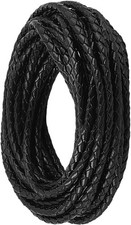 5 Yards Genuine Leather Bolo Tie Cord for Jewelry Making 3MM 5Ydsx3mm, Black