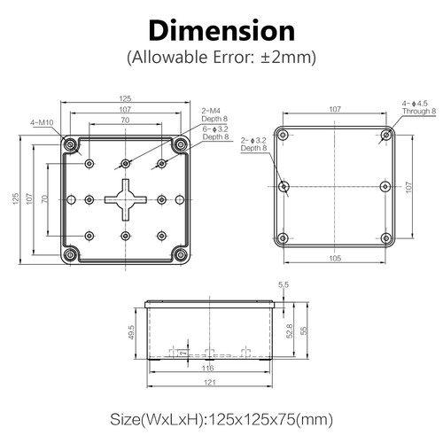LeMotech Scatola di Giunzione IP67 Impermeabile Antipolvere ABS Plastica Project Box per E... - Foto 6 di 8