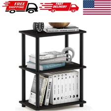 Narrow 3-Tier Display Rack - No Tools Required, Espresso/Black, 30 lbs Capacity