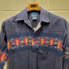 Vintage Wrangler Southwest Aztec Navajo Pearl Snap Western Shirt Men 24x34 XL