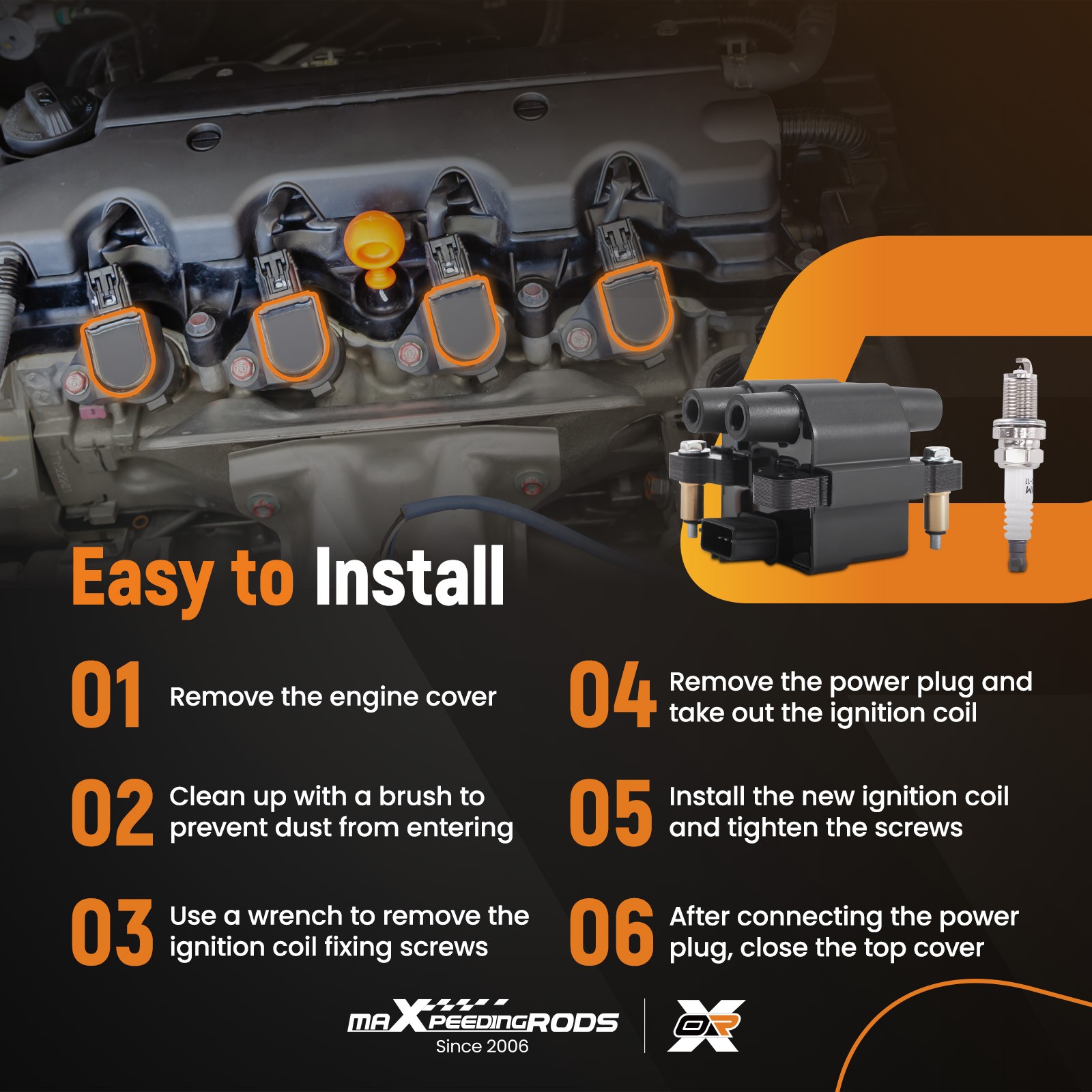 Ignition Coil & Spark Plugs & Wires For 2005-2008 Subaru Forester 2.5L UF538