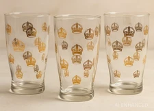 Standard Oil Gold Crown Glass Pint Glasses - Vintage 1950s Promotional Tumblers