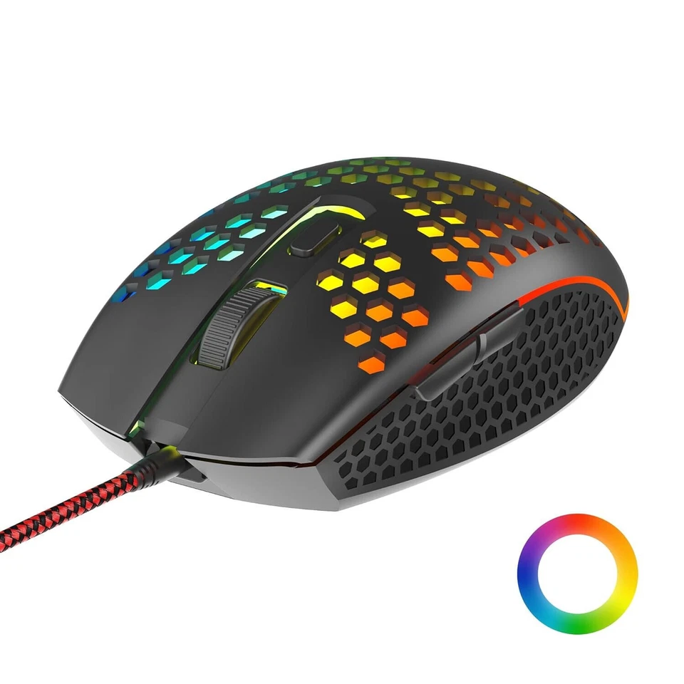 Ambrane Honeycomb Design Wired Mouse 1.5 Metre- 6 Buttons -3600 DPI -Free Ship - Image 2 of 4