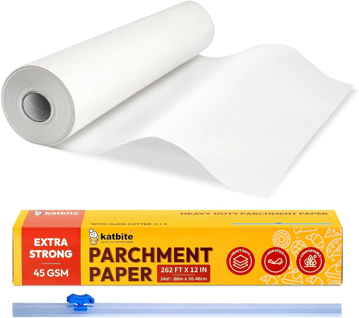 Heavy Duty Parchment Paper Roll for 12 in X 262 Ft Non-Stick Baking Paper 1Pack
Opens in a new windo