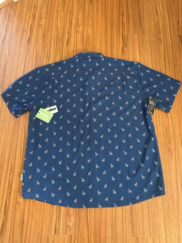Camicia uomo Tipsy blu/multi elfi pinata stampa all over camp nuova con etichette taglia 4XL RACK - Foto 2 di 8