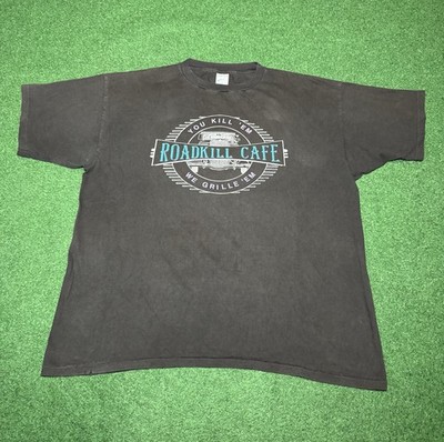 Vintage 90s Roadkill Cafe You Kill Em We Grill Em 2XL Hick White Trash T Shirt