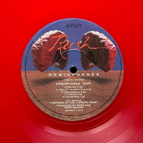NEAR MINT Vtg 1978 RUSH Album HEMISPHERES Lp 1ST PRESSING w POSTER on RED VINYL