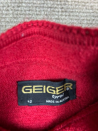 Vintage Geiger Tyrol 100% Wool Sweater Jacket Women’s Size 42 Red Medium - Picture 5 of 7