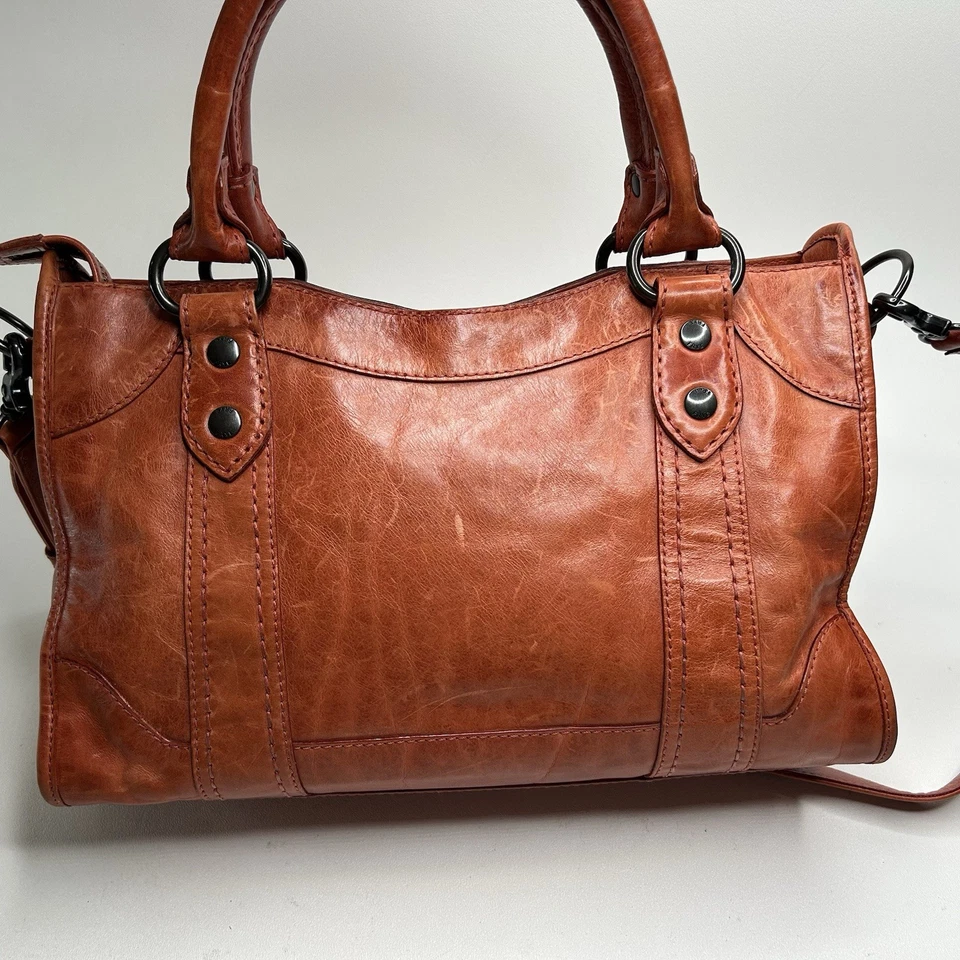 Bolso de mano FRYE de cuero Melissa Satchel - naranja quemado con correa desmontable Foto 3 de 4