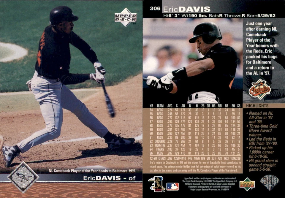 1997 Upper Deck MLB #251-450-Base-Inserts-RC-Volume Discounts-EX/NMT-2210 - Image 2 of 4