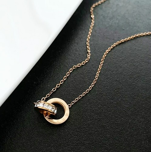 Roman Numeral Necklace Stainless Steel Crystal Pendant Necklace *UK* - Picture 9 of 9