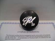 Eric Robinson Autographed Signed Buffalo Sabres Puck COA Bright Silver Paint Pen