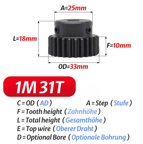 Spur Gear 1 Mod 10T-45T 45# Steel Pinion Gear With Step Motor Transmission Gear - Picture 24 of 37
