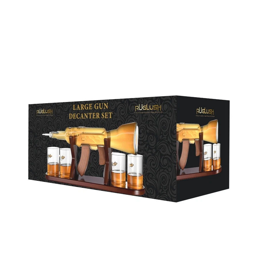 Large Gun Whiskey Decanter By The Diamond Glassware, With 4 Bullet Glasses - Image 3 of 3