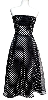 Vintage Mariposa Dress Womens Size 5-6 Black White Chiffon Polka Dot  Sleeveless | eBay