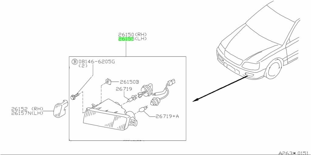 NISSAN Stagea WC34 LAMP ASSEMBLY FOG LH Genuine JDM OEM 26155