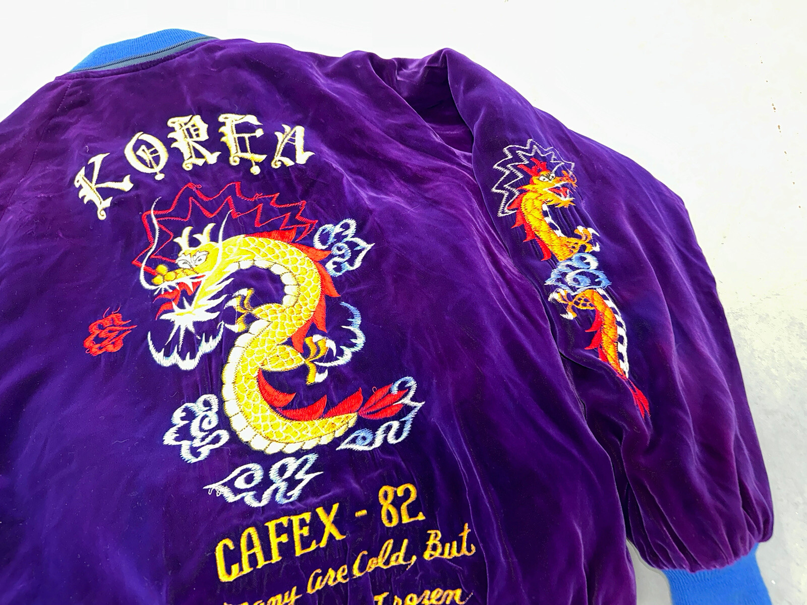 Vintage Korea Embroidered Souvenir Jacket Dragon Zip… Gem