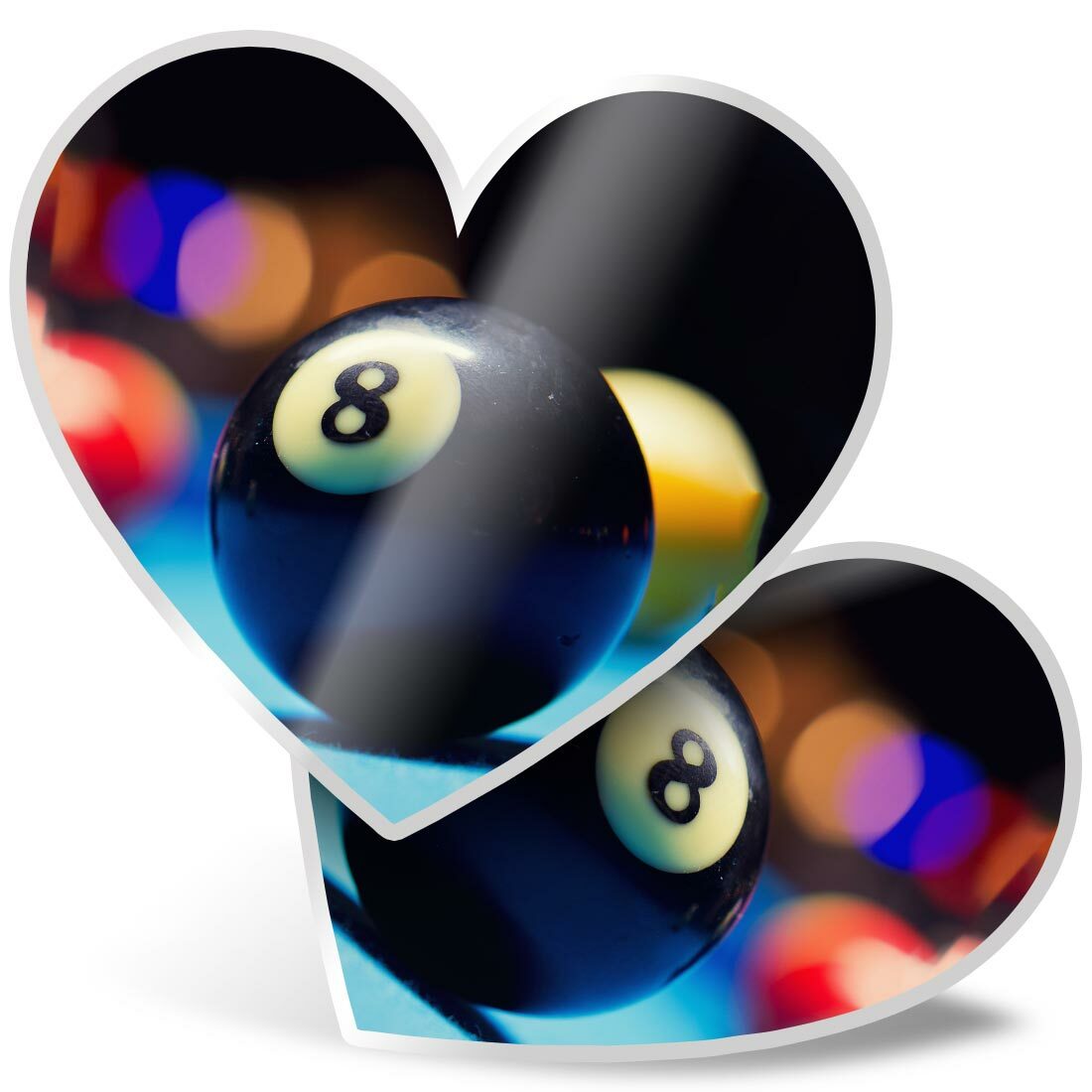 2 x Heart Stickers 10 cm - Lucky 8 Ball English American Pool  #16449