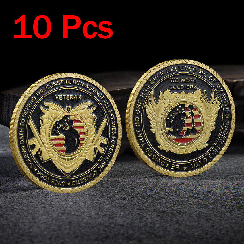 10 PCS Veteran Commemorative U.S. Iron Coin Gift Collection Decoration Gold