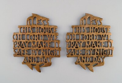 Estrid Ericson for Svenskt Tenn, Stockholm. Two ''Bless this house'' trivets.