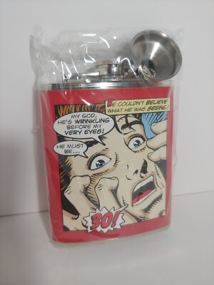 Laid Back Comic 7 Oz Flask Stainless Steel With Funnel 30 Year Old Guy Gag Gift 