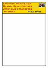 DECAL SOLID COLOUR  A5 WATER SLIDE TRANSFERS  MODEL DECALS  WHITE  FP 200