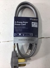Whirlpool Power Cord For Electric Dryers Grey 3-Prong 30Amp 3ft PT220L