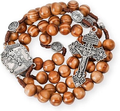 Michael Wood Beads Rosary Holy Prayer Chaplet with Cross