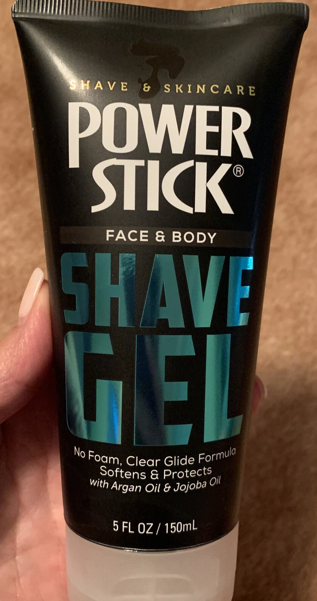 POWER STICK Shave Gel Face Body 5 oz Argan Oil Jojoba Oil