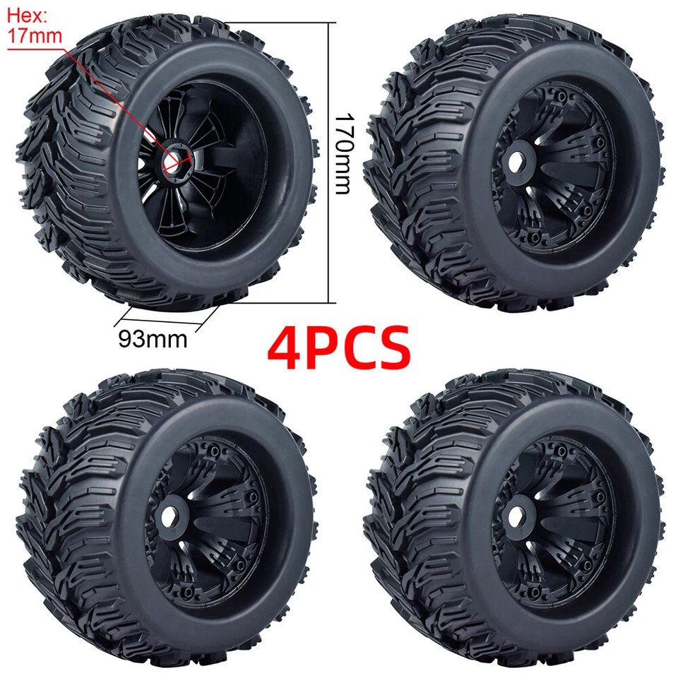 4x 17mm Hub Rad Felge Reifen für 1/8 Monster Truck Traxxas HSP HPI Racing RC Car - Bild 3 von 4