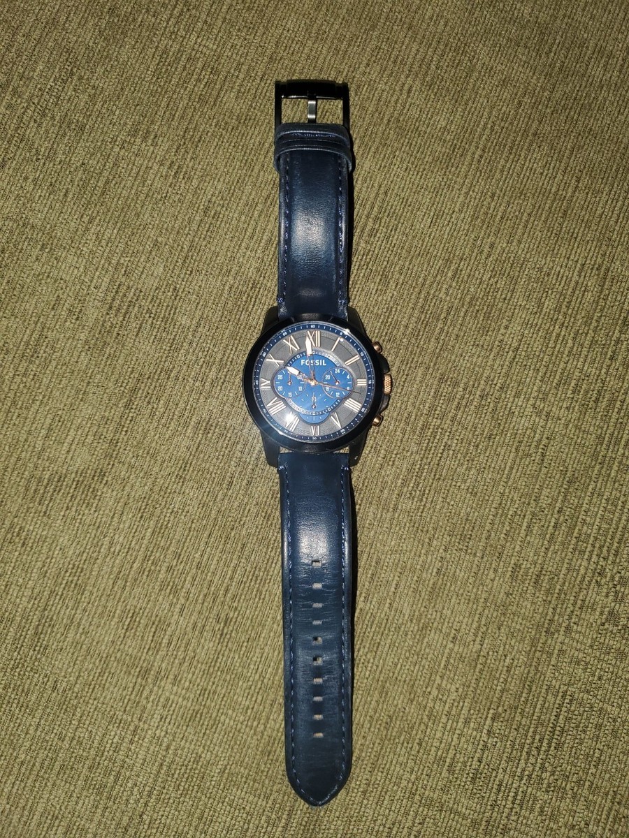 FOSSIL Grant Chronograph Black and Blue, Blue Leather FS5061