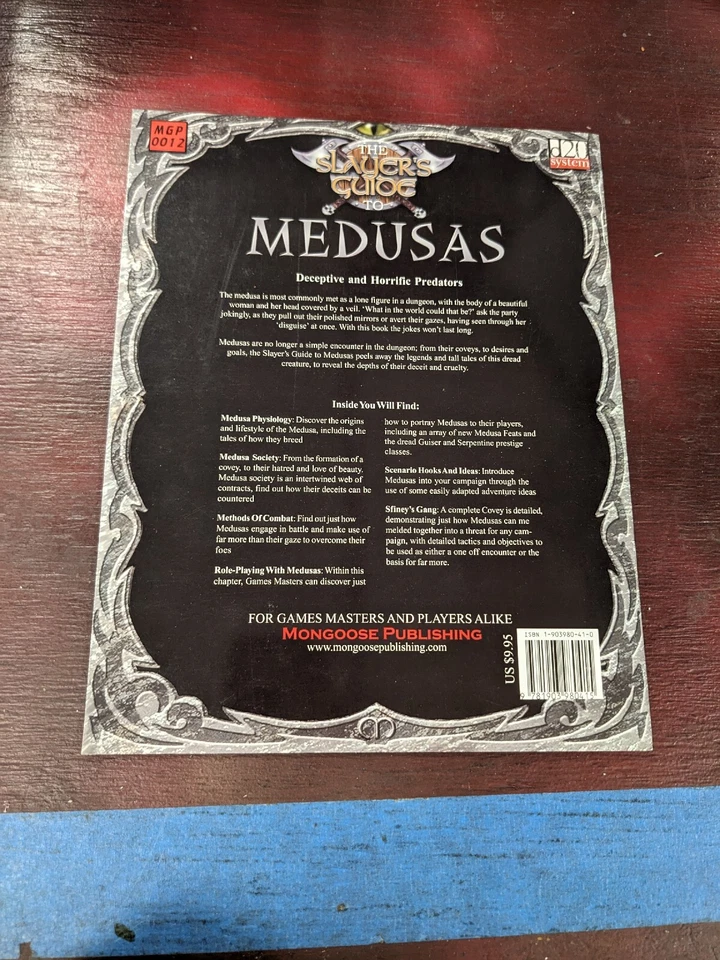 The Slayer's Guide To Medusas MGP 0012 D20 Mongoose Publishing - Image 2 of 2