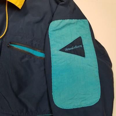 VTG 80s Powderhorn Mountaineering Ski Jacket Coat Color Block Blue