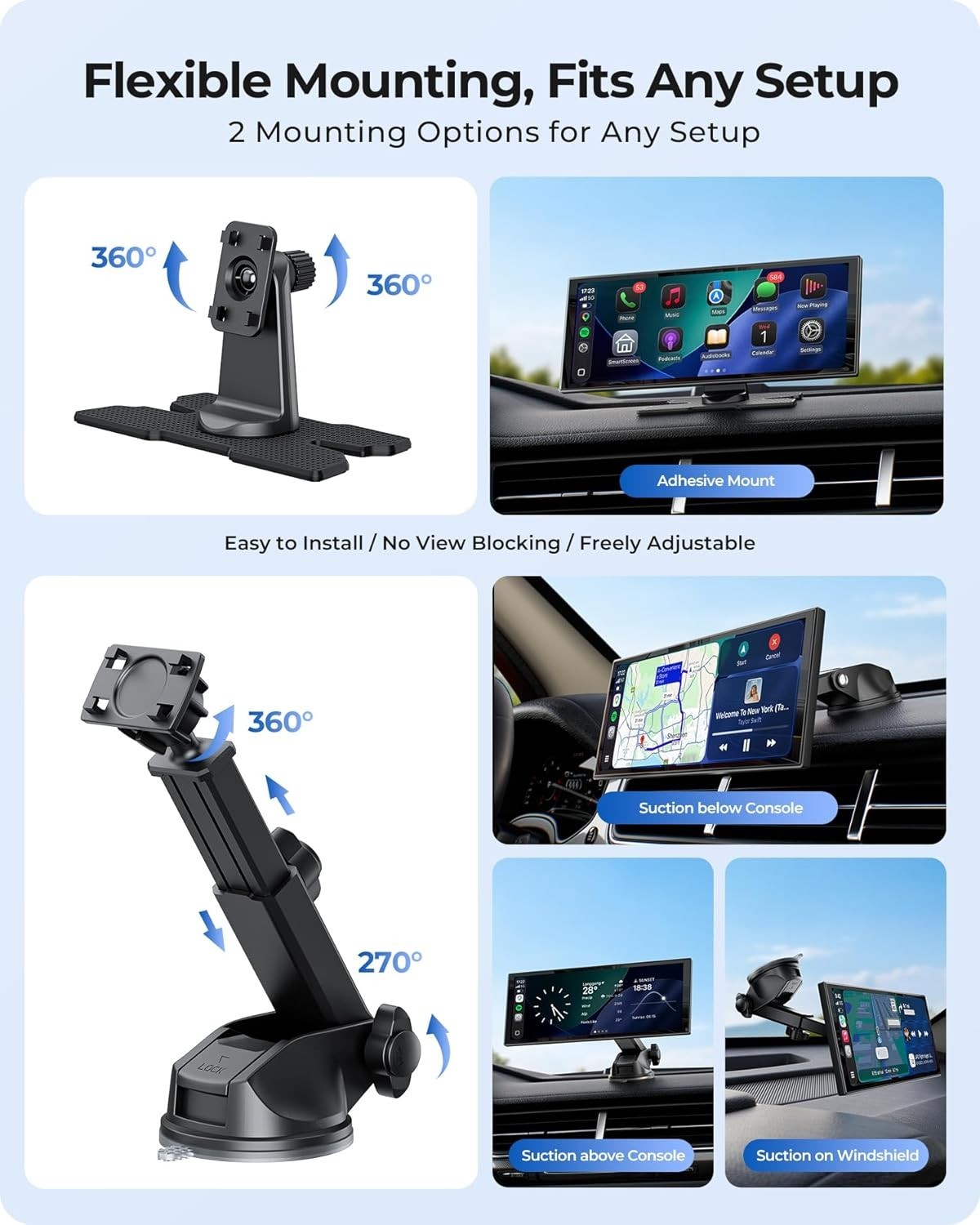 Écran CarPlay portable 10,26" sans fil compatible Apple et Android Auto - 4